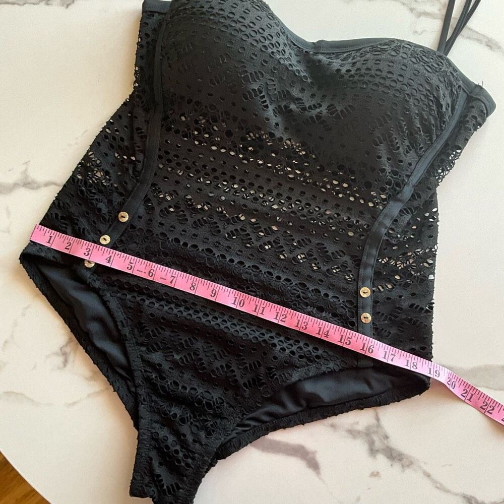 Womens Adjustable Spaghetti Strap Lined Lace Blac… - image 6